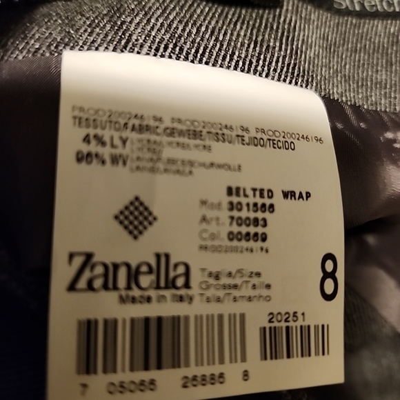 Zanella Italian Platinum Stretch wool lined handcrafted wrap skirt Sz 8T -NWT - Picture 2 of 12
